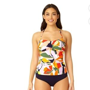 Anne Cole Womens Pink Printed Shirred Beachwear Tankini Swim Top Women’s M